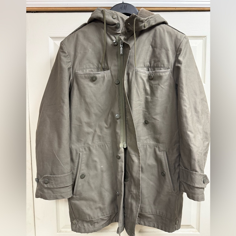Vintage Schwarz Passau German Military Parka Jacket Moleskin Wool Lining Medium